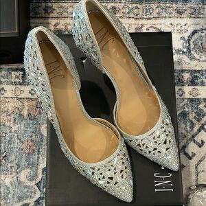INC International Concepts Women's Glittering Silver Heels
